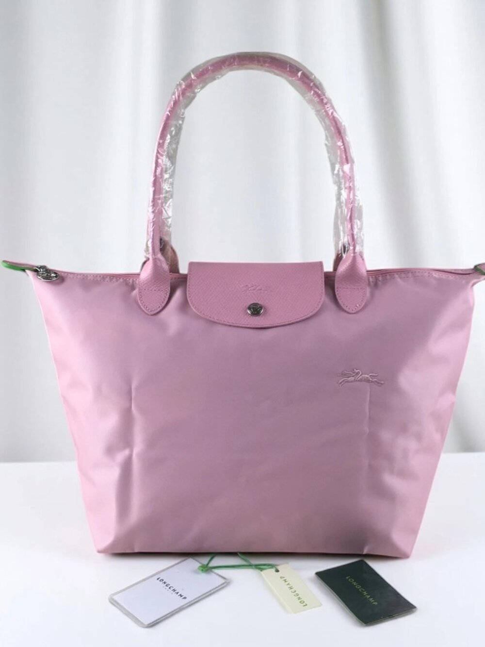 NWT Longchamp Le pliage Original Large Handbag Petal Pink Canvas Shoulder Tote L